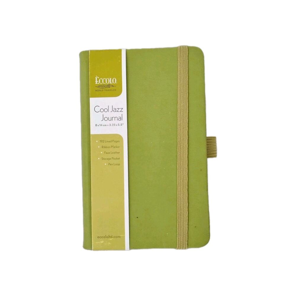 Eccolo Green Cool Jazz Journal 3.25x5.5" Vegan Leather Cover 192 Lined Pages NEW